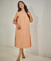 arch waistline cotton dress with pockets