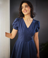 bustier detailed front panel linen dress