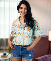 casual oversized mint printed shirt