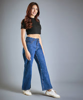 blue flare denim jean