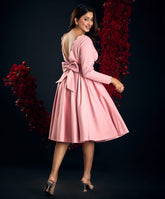 deep scalloped back vneck pink dress