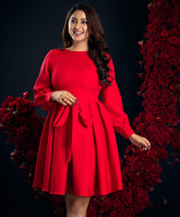 back vcut skater red dress