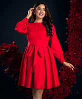 back vcut skater red dress