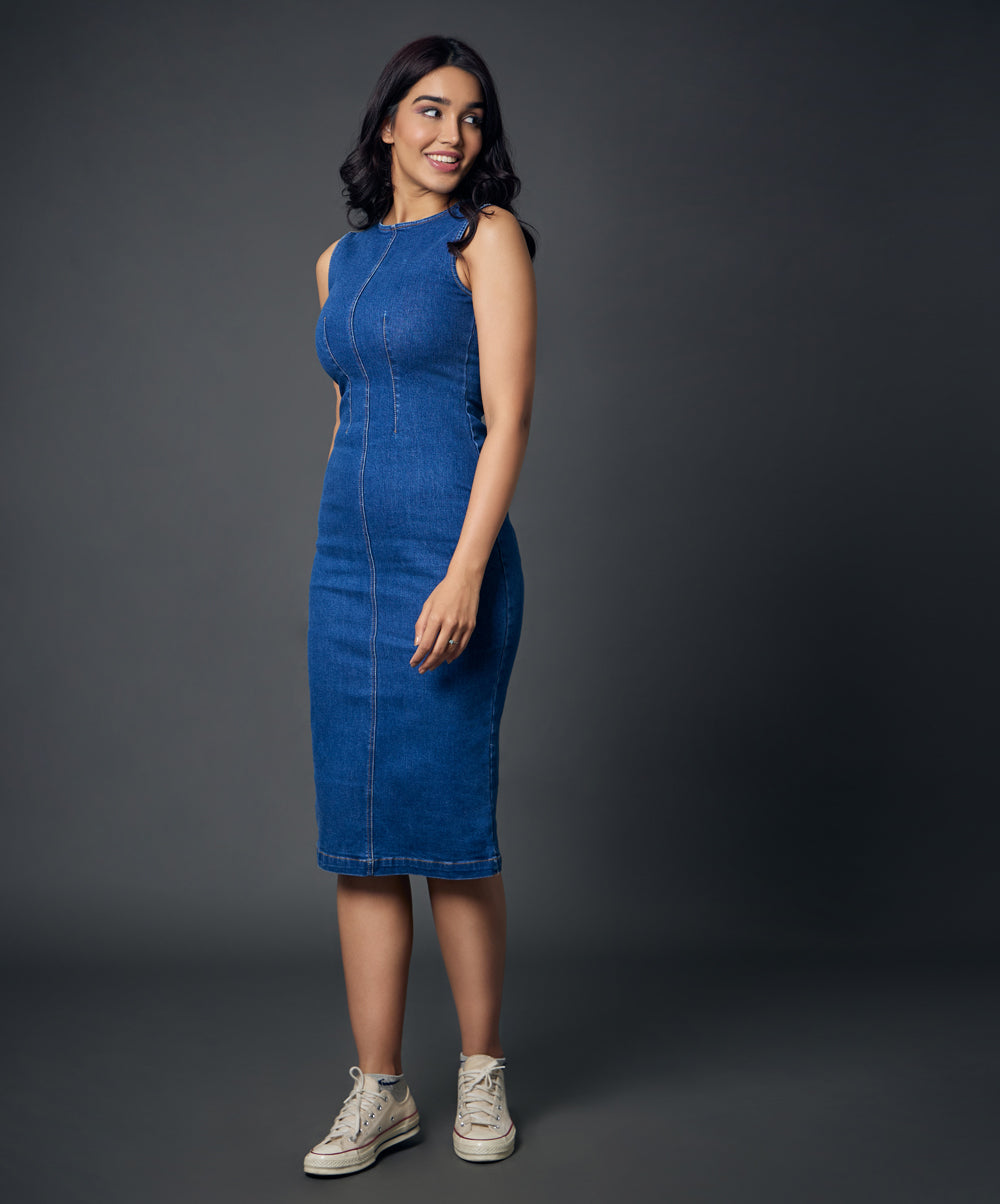 Sleeveless Bodycon Denim Dress