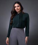 Side Pintuck Green Top