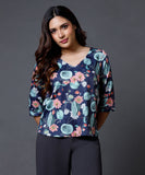 Colourful Printed Half Sleeve Vneck Top