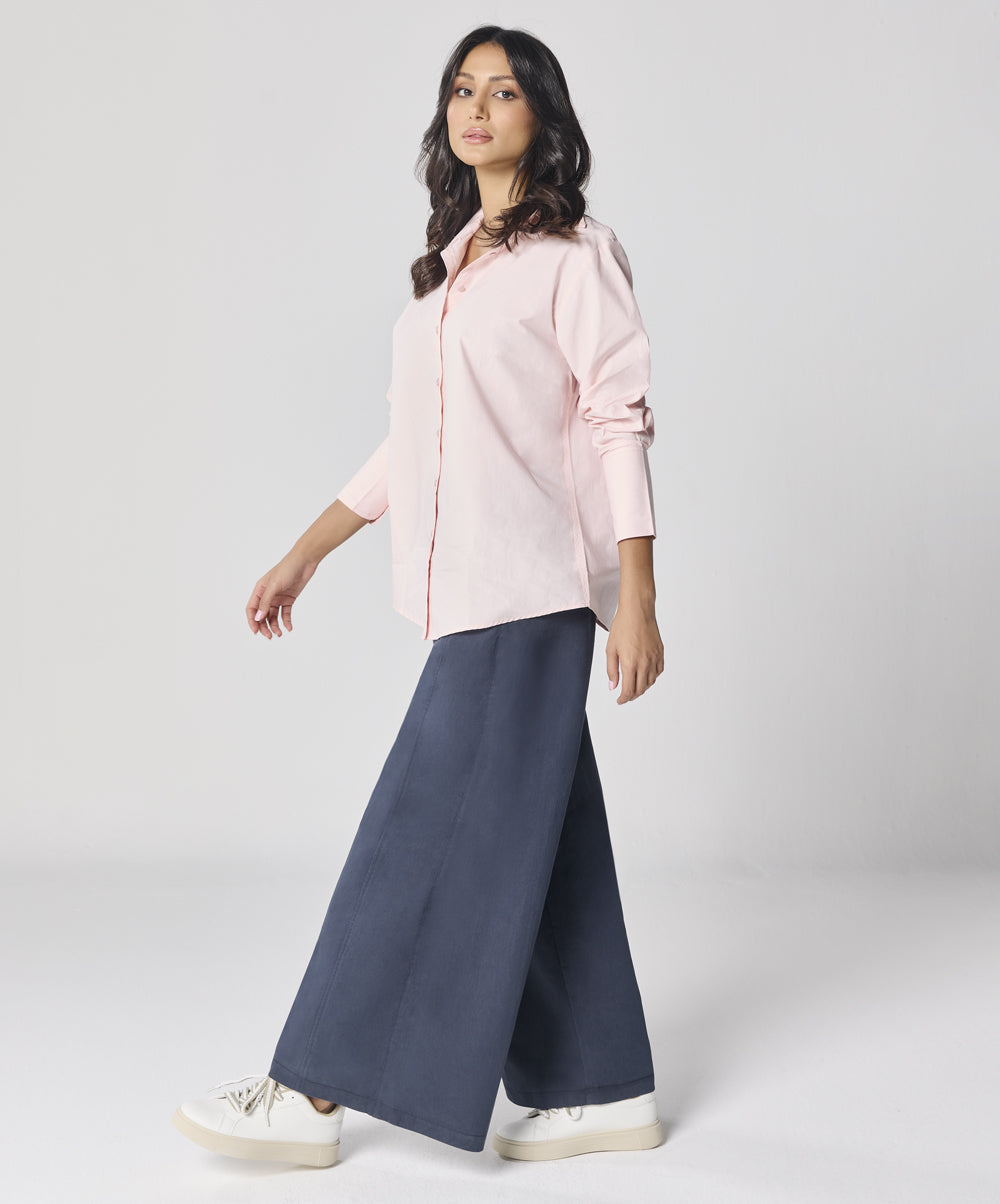 Cotton Oversized Shirt- Baby Pink