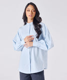 Mandarin  Collar Cotton Oversized Shirt- Baby Blue