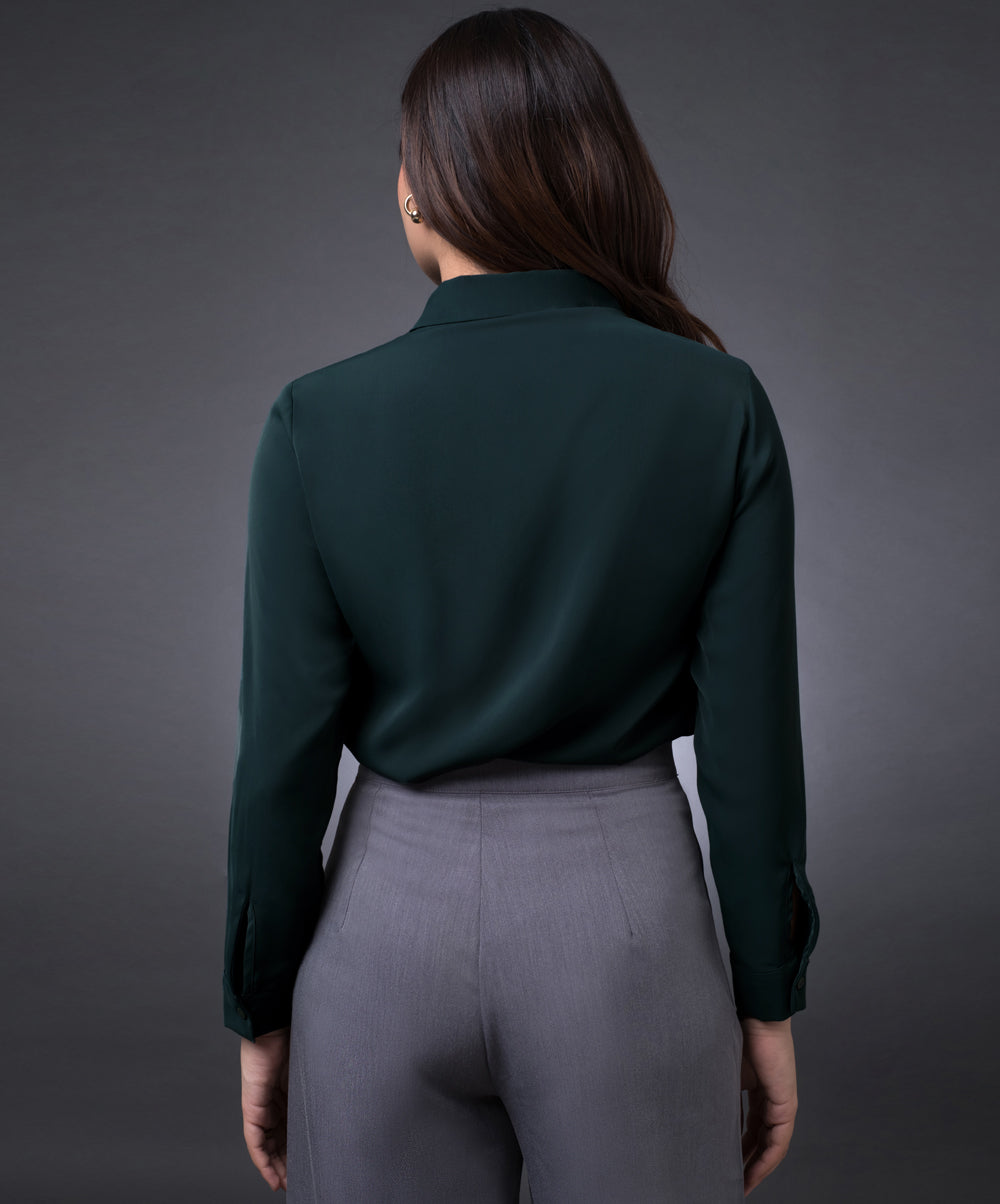 Side Pintuck Green Top