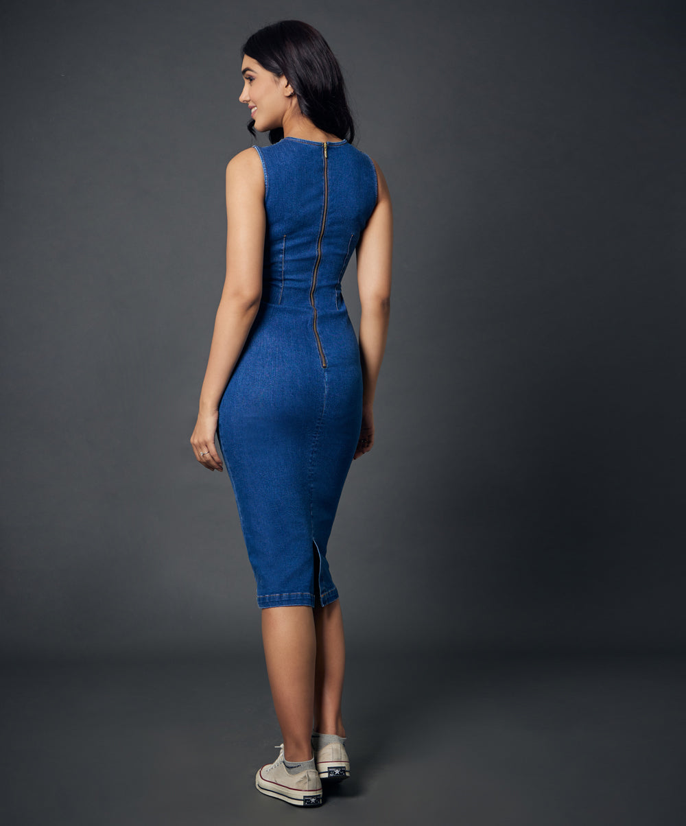 Sleeveless Bodycon Denim Dress