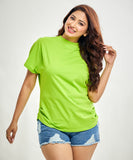 Side Gathered Crew Neck Tshirt- Electic Green