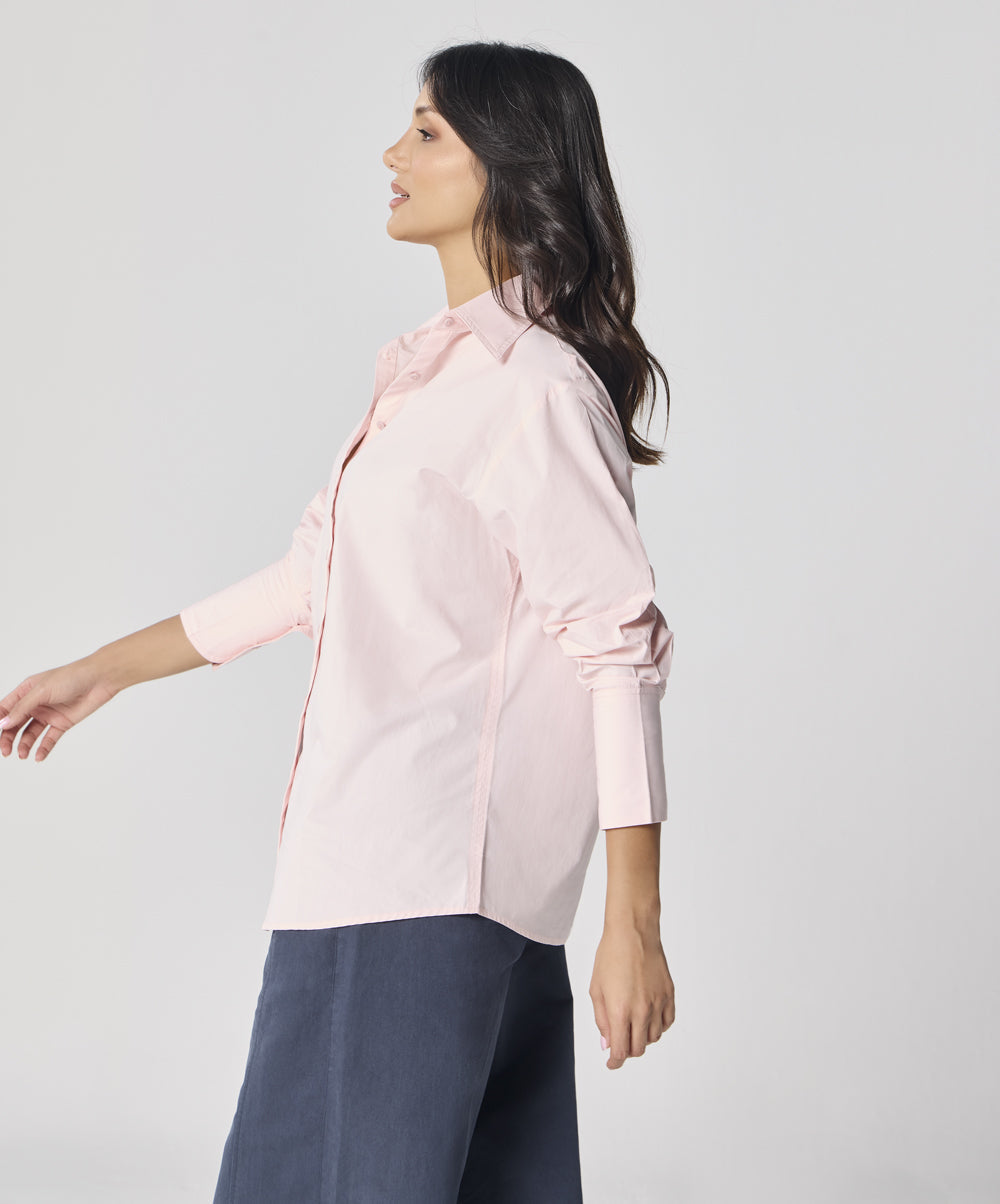 Cotton Oversized Shirt- Baby Pink