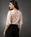 Half Sleeve Floral Chiffon Top