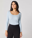 Long Sleeve Pale Blue Rib Top