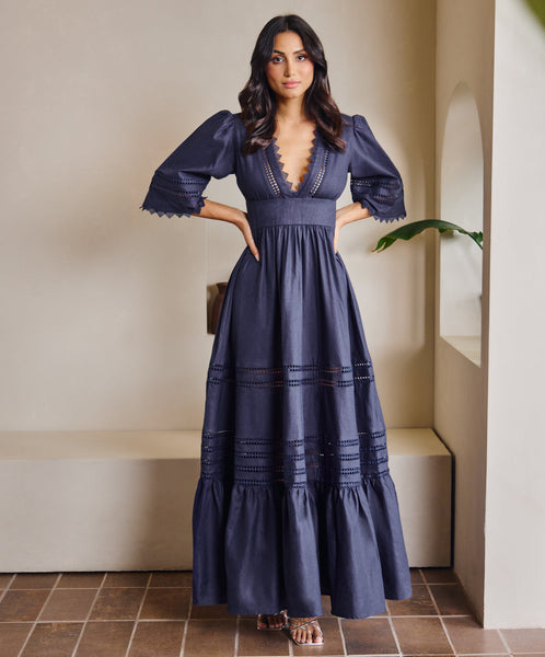 Embroidered Cut out Maxi Dress – ZIGZAG UAE