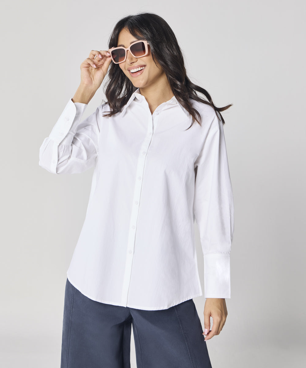 Cotton Oversized Shirt- White