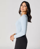 Long Sleeve Pale Blue Rib Top