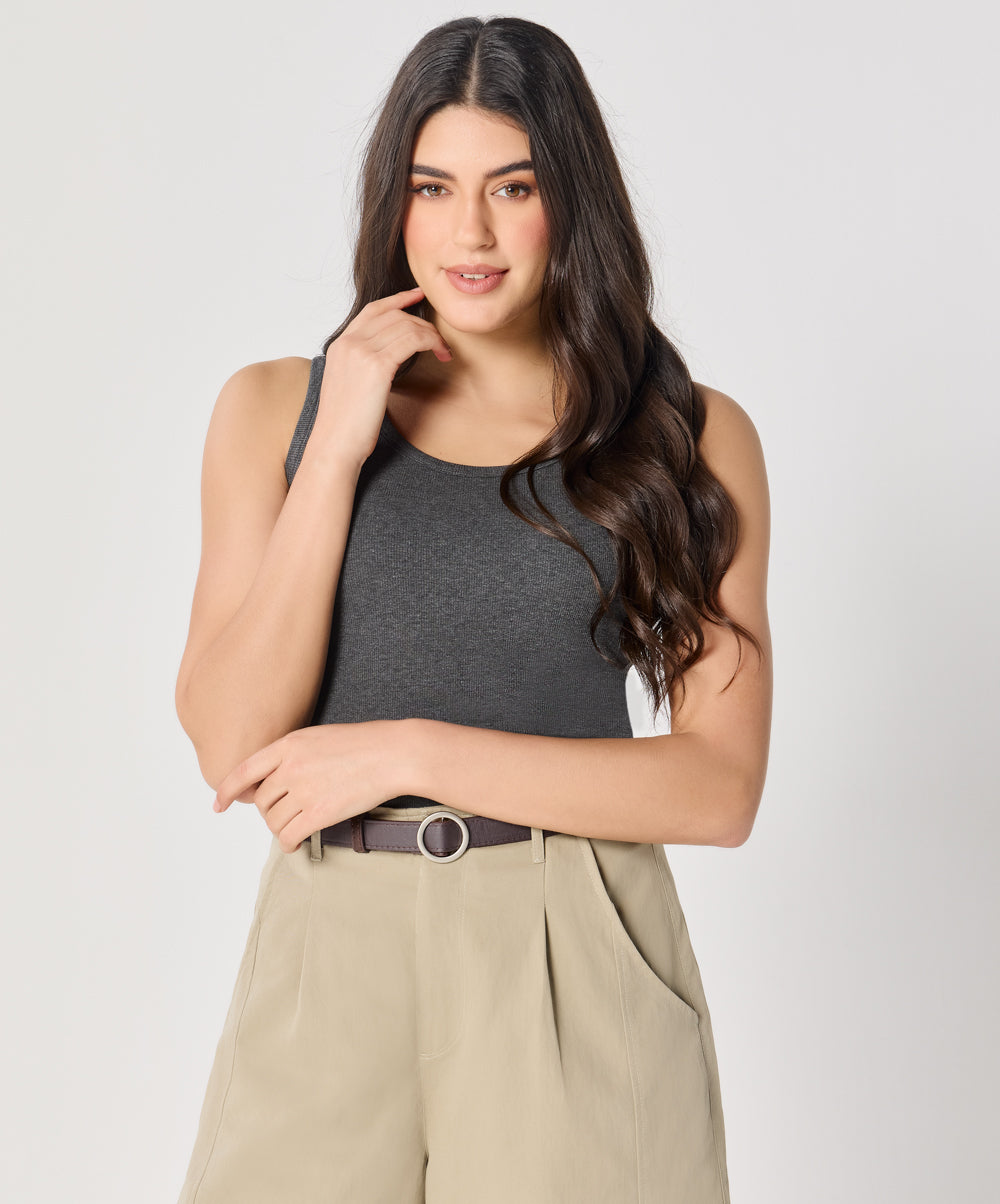 Grey Rib Cami Top