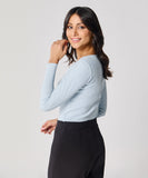 Long Sleeve Pale Blue Rib Top