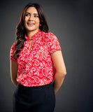 Front Vneck Red Paisley Printed Top
