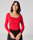 Long Sleeve Red Rib Top