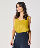 Vneck Satin Cami Top With The Straps-Mustard