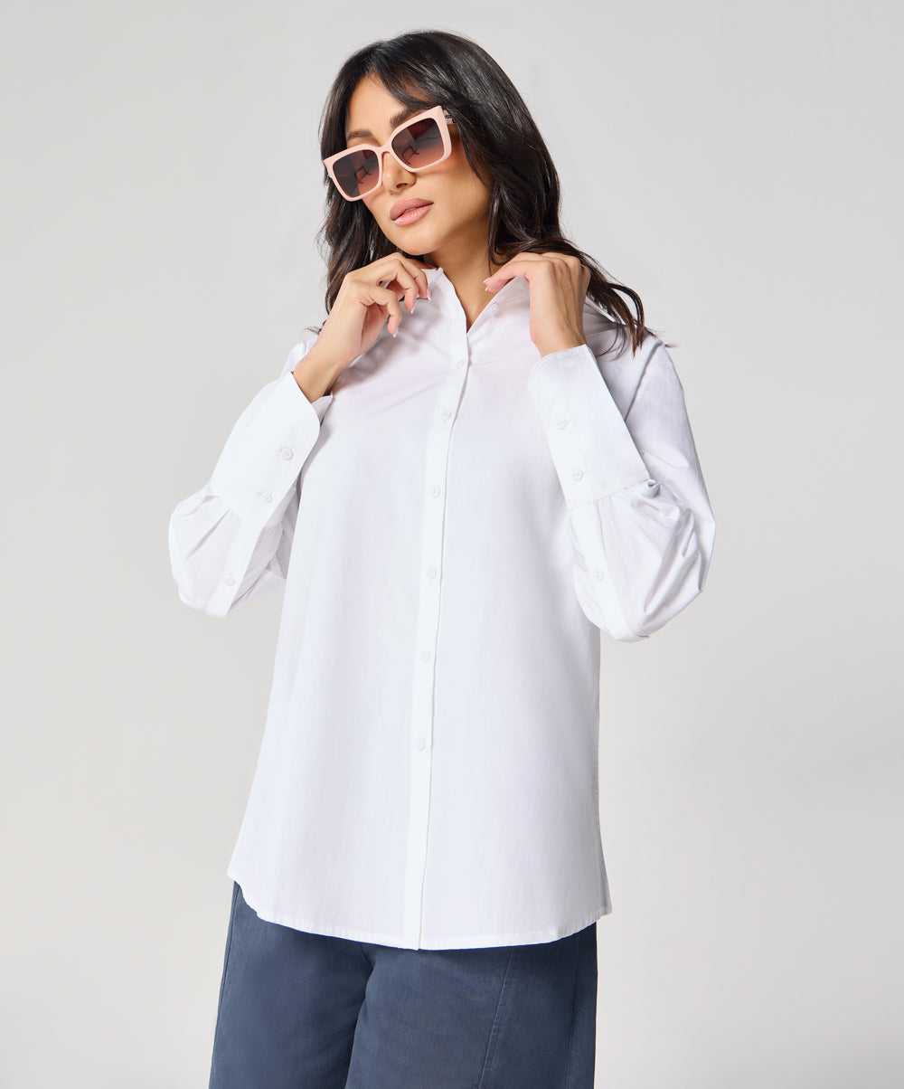 Cotton Oversized Shirt- White