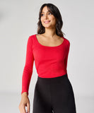 Long Sleeve Red Rib Top