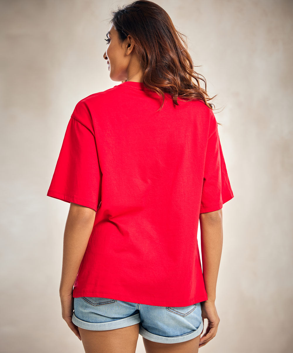 Space Red Oversized Tshirt