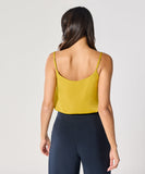 Vneck Satin Cami Top With The Straps-Mustard