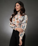 Chiffon Printed Shoulder Dropped Shirt