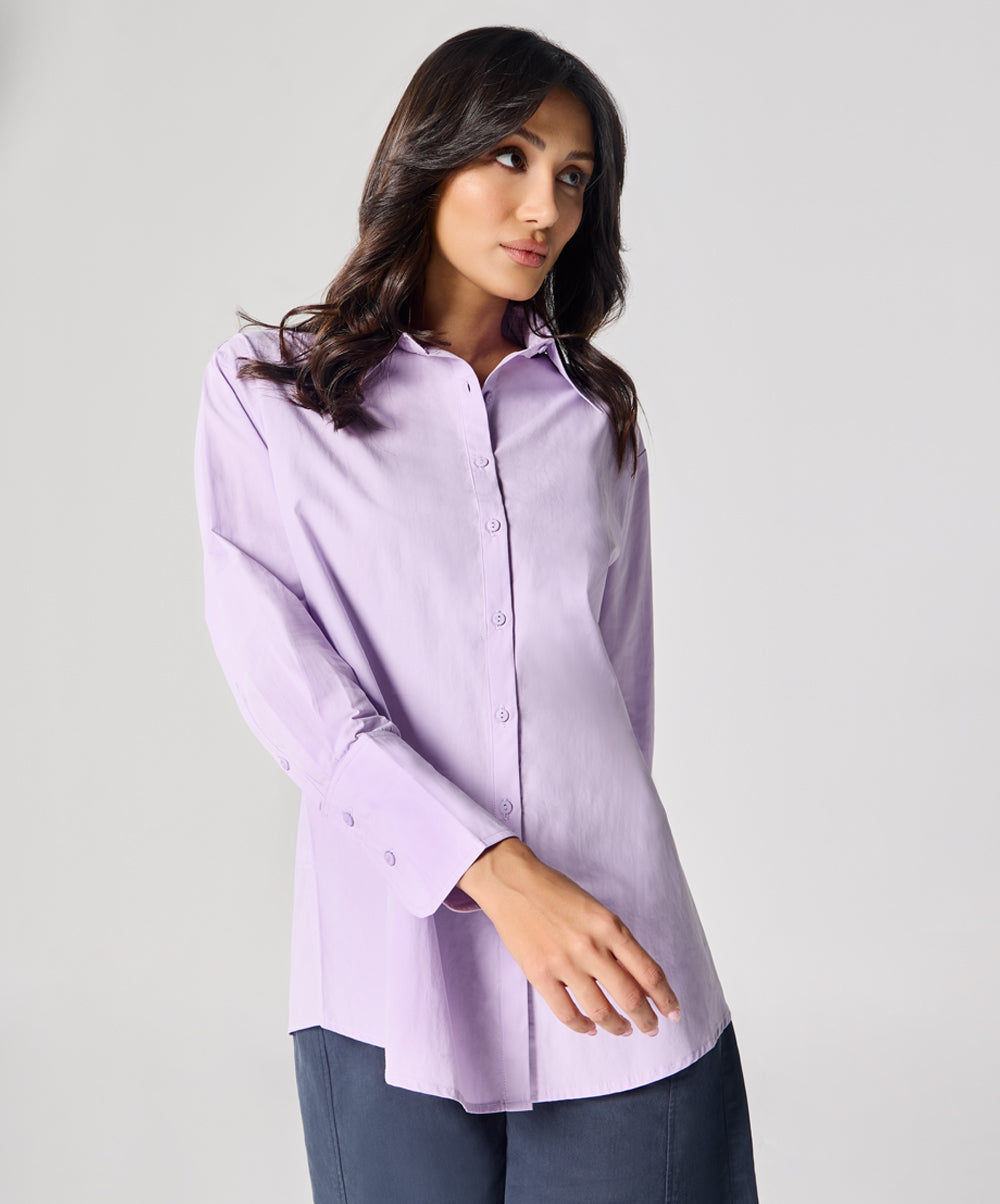 Cotton Oversized Shirt- Lavender