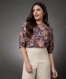 Half Sleeve Printed Chiffon Top