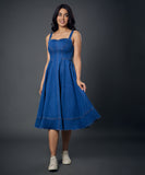 Sweetheart Wide Strap Denim Dress