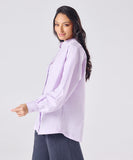 Mandarin  Collar Cotton Oversized Shirt- Lavender