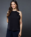 Frilled Halter Neck Chiffon Top