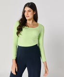 Long Sleeve Electric Green Rib Top