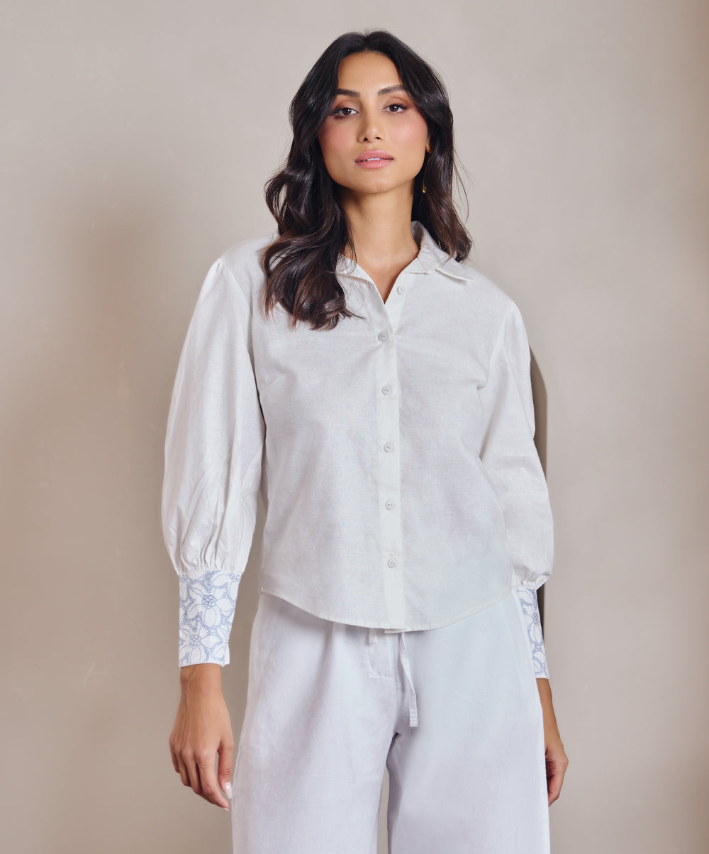 Embroidered Linen Shirt With A Cuff