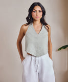 Halter Vneck Linen Top