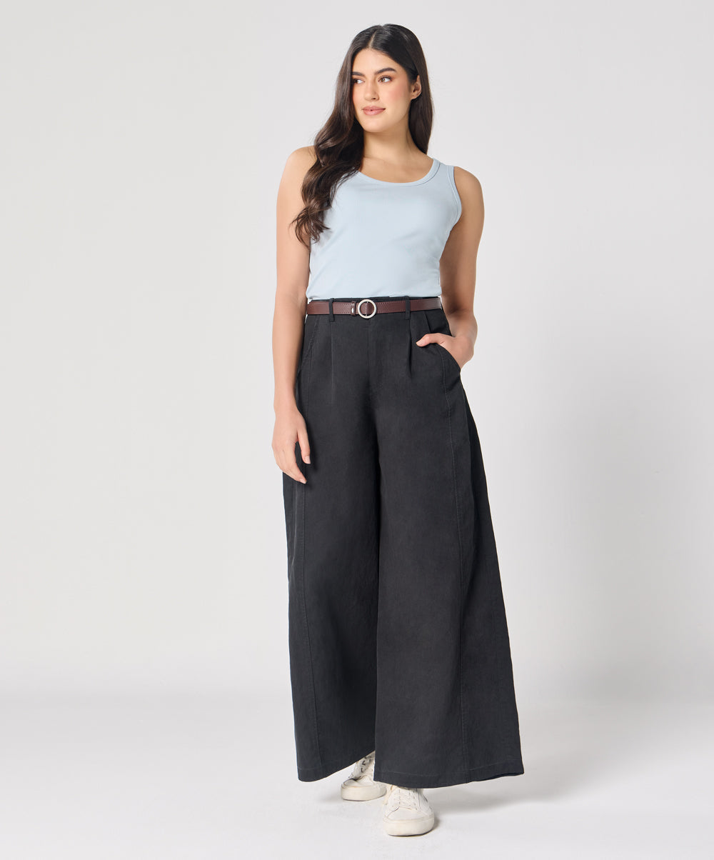 Flare Black Twill Pant