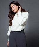 Twist Collar Long Sleeve Satin Top