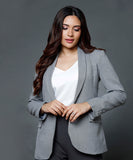 Long Sleeve Formal Blazer With Pockets-Light Grey