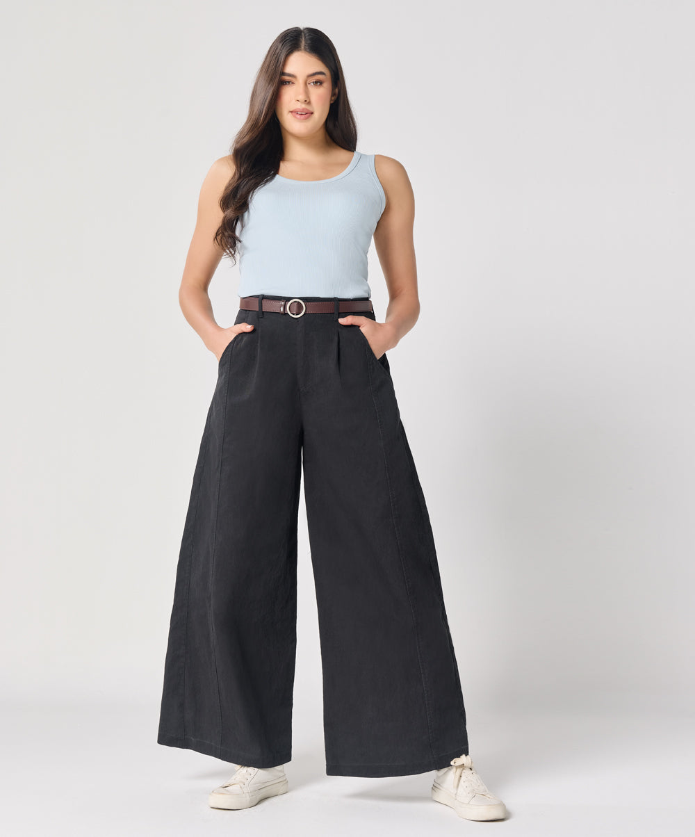 Flare Black Twill Pant