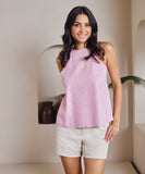 Halter Neck Linen Pink Top