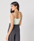 Vneck Satin Cami Top With The Straps-Green