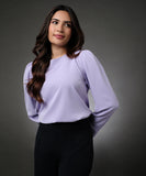 Embroidered Long Sleeve Lavender Top