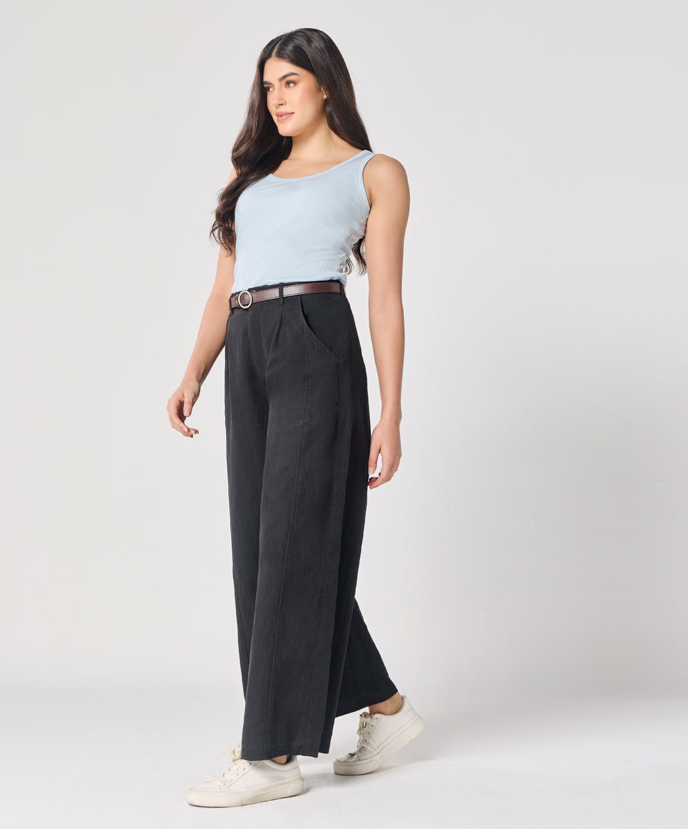 Flare Black Twill Pant