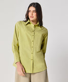 Cotton Oversized Shirt- Moss Green