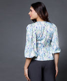 Printed Satin Peplum Top