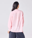 Mandarin  Collar Cotton Oversized Shirt- Baby Pink